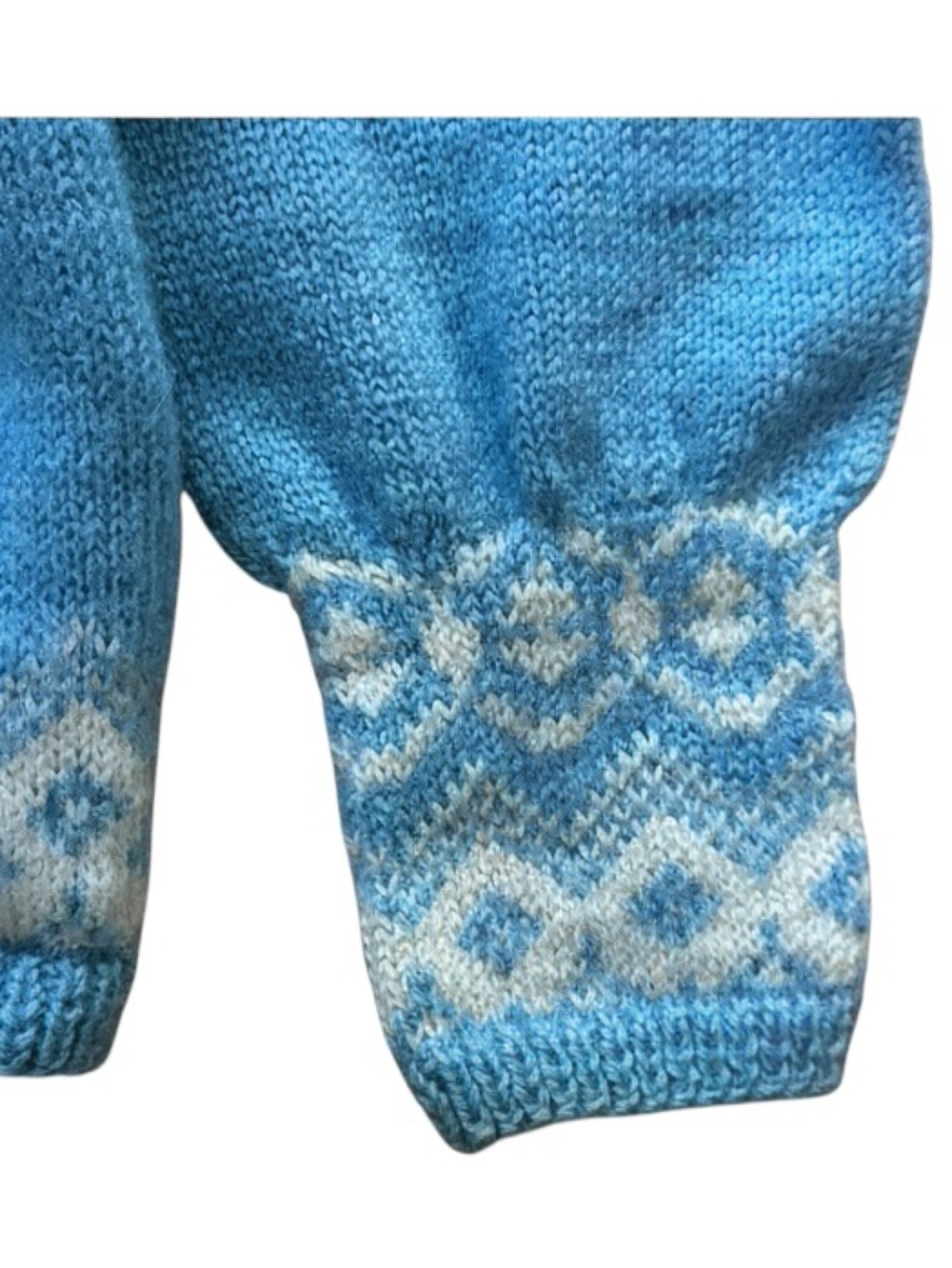 Vintage Wool Sweater Dale of Norway Sundt Bergen Blue Fair Isle Wool Cardigan - Picture 6 of 9